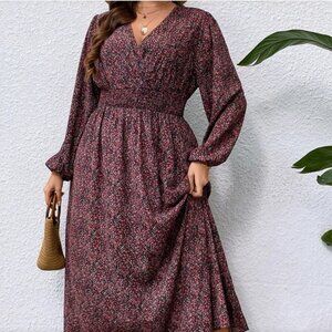 SHEIN Floral Print Lantern Sleeve Dress brand new 2XL